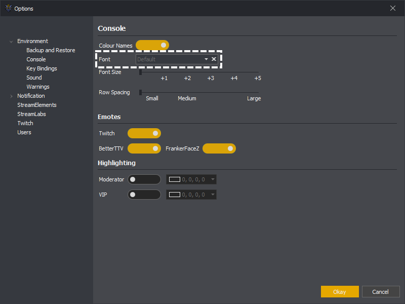 InstructBot showing how to select the font to use within the console.