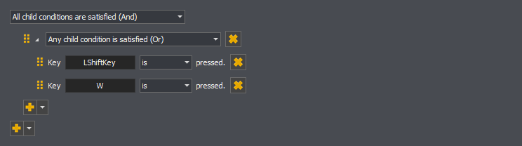 The condition editor showing an example of an Or condition in InstructBot.