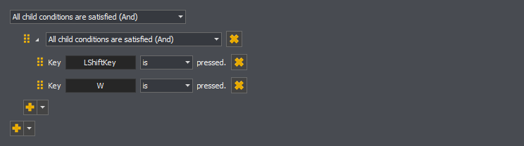 The condition editor showing an example of an And condition in InstructBot.